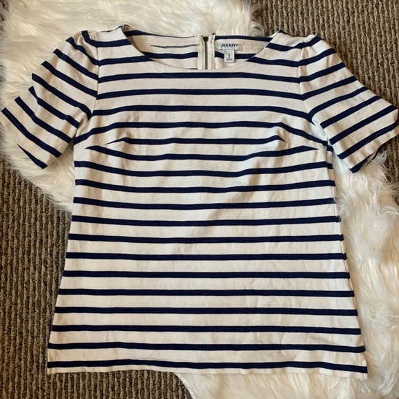 Old Navy Tops - Old Navy Boat Neck White Navy Striped Top Medium